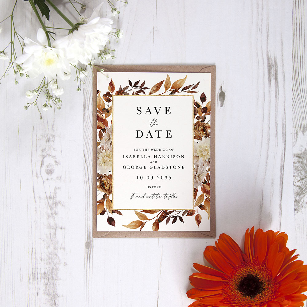 'Autumn Garden AG10' Save the Date Sample