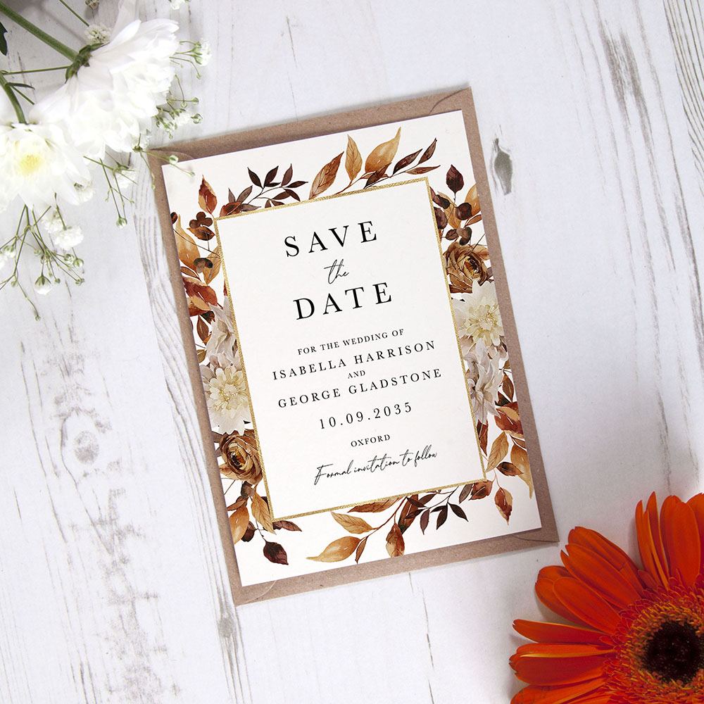 'Autumn Garden AG10' Save the Date Sample