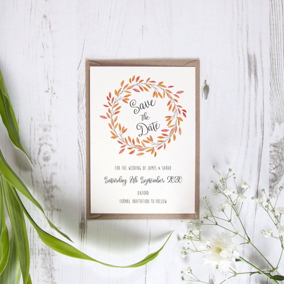'Autumn Orange' Save the Date Sample