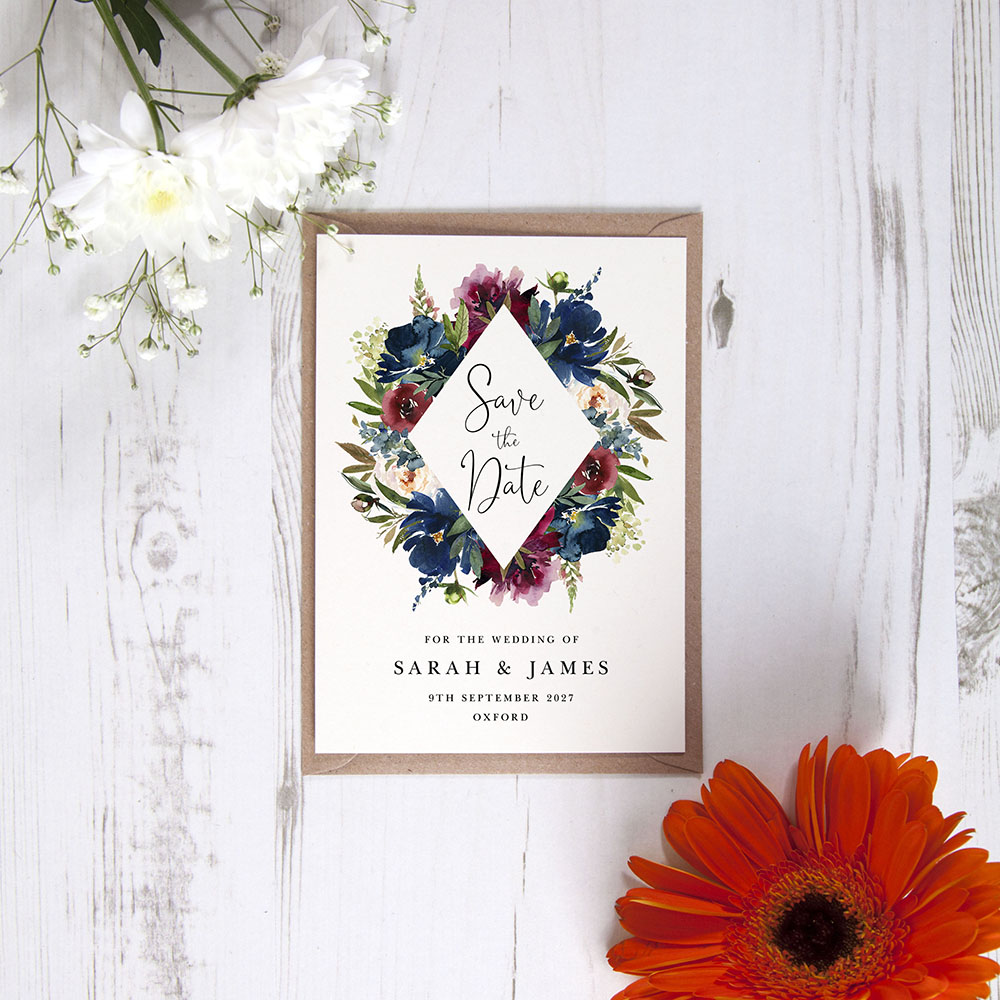 'Blue and Red Velvet' Save the Date Sample