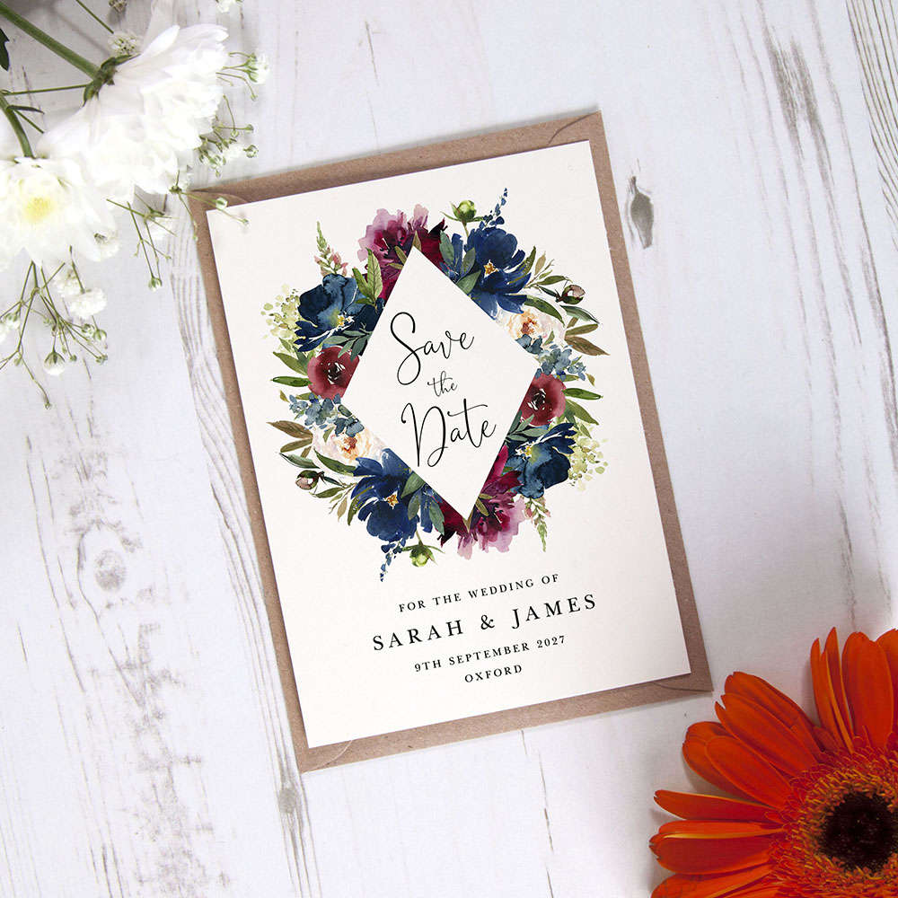 'Blue and Red Velvet' Save the Date Sample