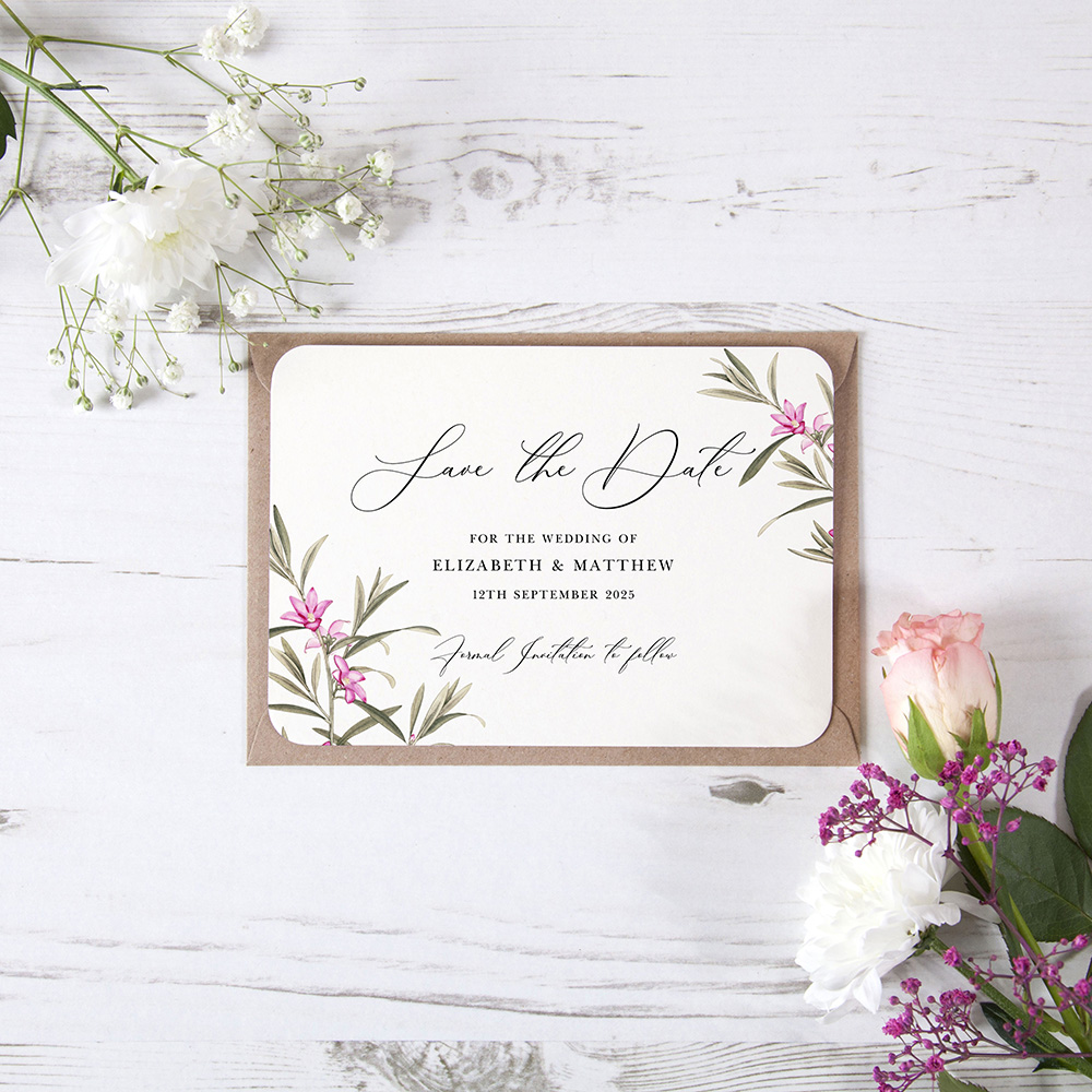 'Pink Botanical PB10' Save the Date