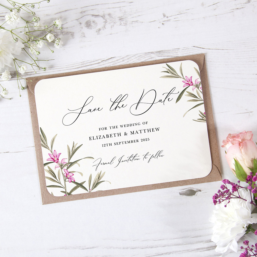 'Pink Botanical PB10' Save the Date