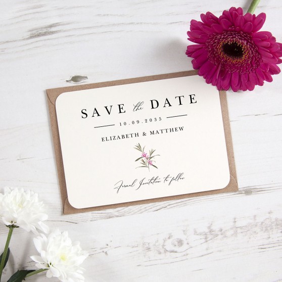 'Pink Botanical PB11' Save the Date Sample