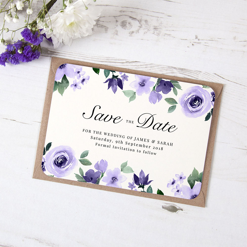 'Camilla Purple' Floral Save the Date Sample