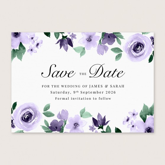 'Camilla Purple' Floral Save the Date