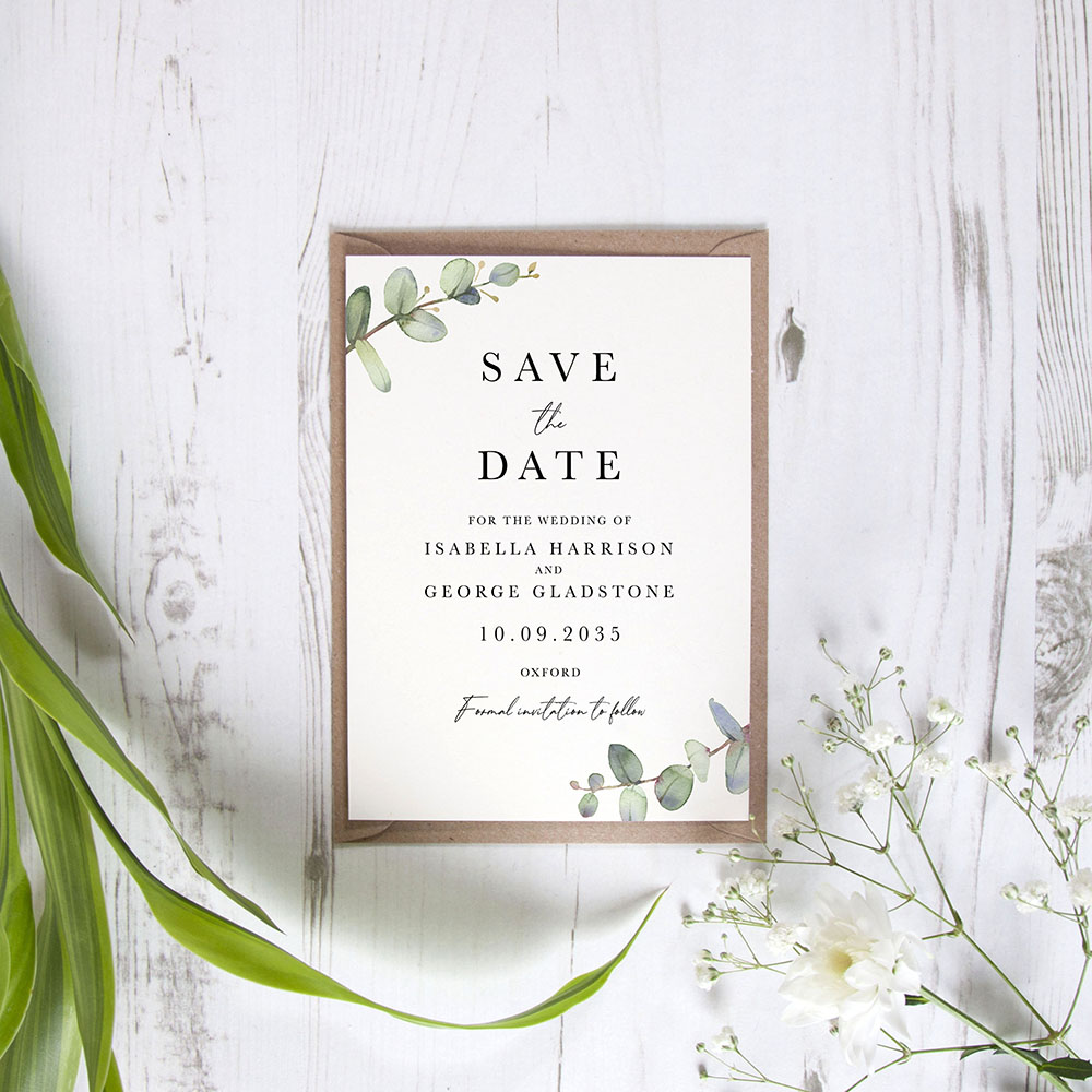 'Campagna Eucalyptus CP03' Save the Date Sample