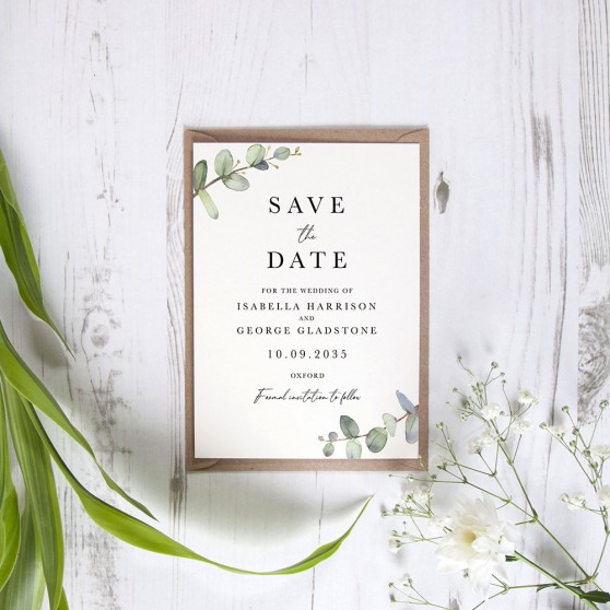 'Campagna Eucalyptus CP03' Save the Date Sample