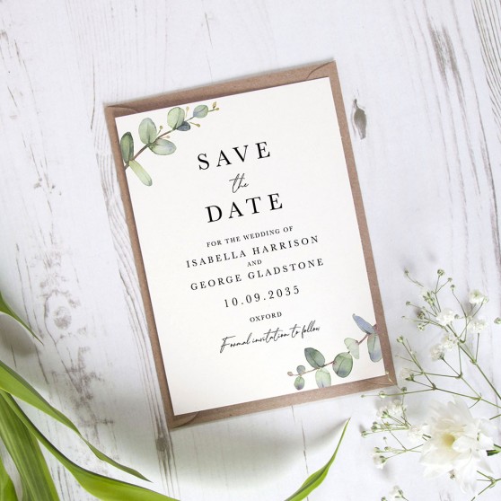 'Campagna Eucalyptus CP03' Save the Date Sample