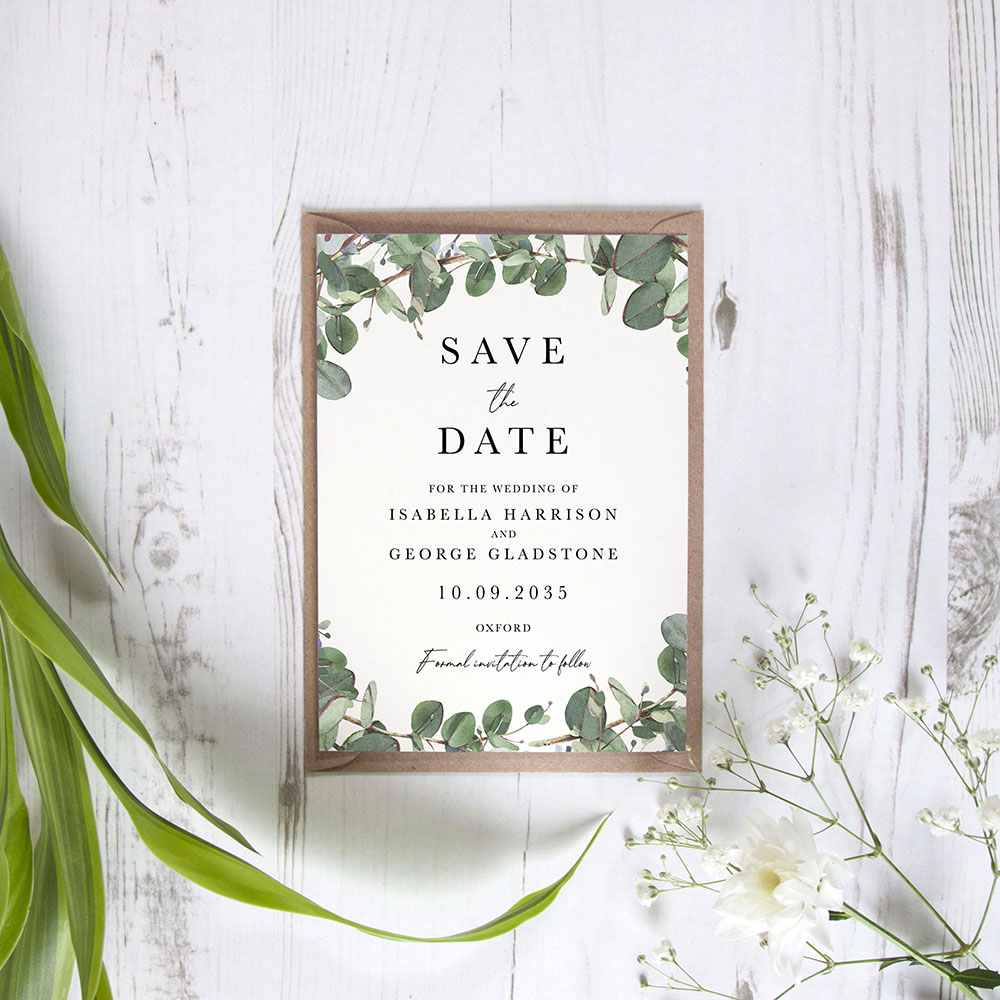 'Campagna Eucalyptus CP04' Save the Date Sample
