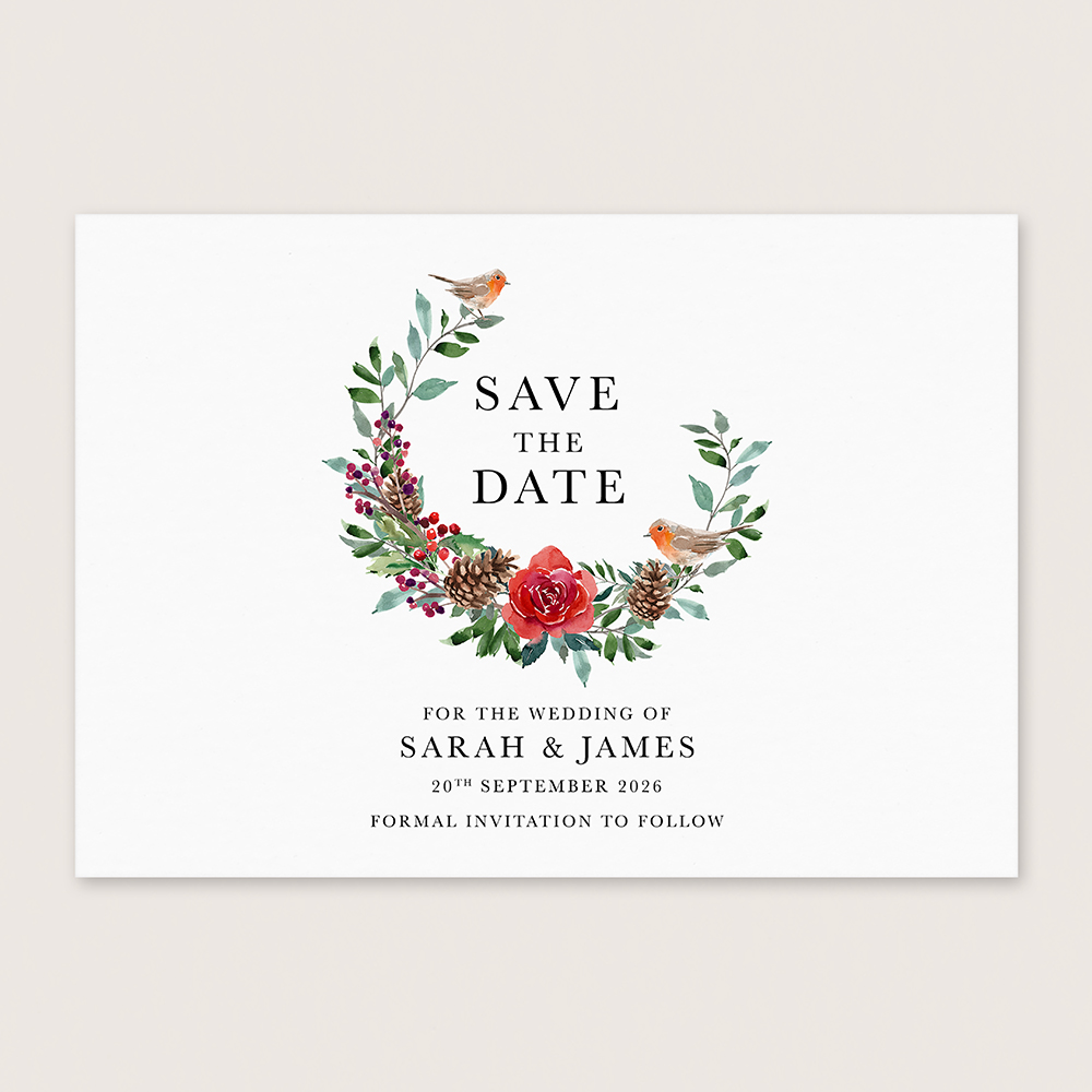 'Christmas Holly' Save the Date