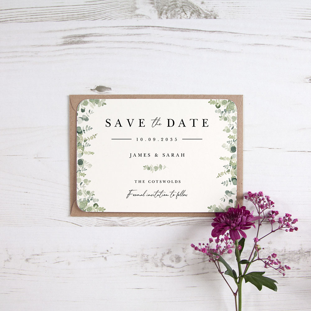 'Classic Eucalyptus CE10' Save the Date Sample
