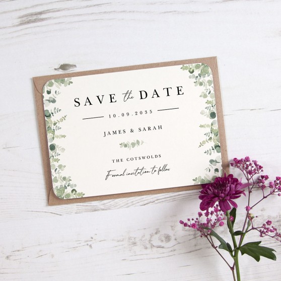 'Classic Eucalyptus CE10' Save the Date Sample