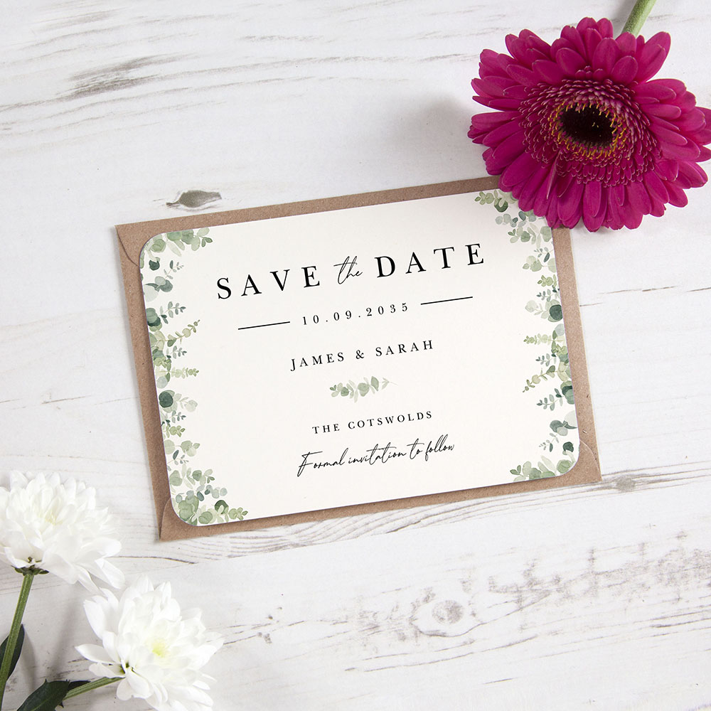 'Classic Eucalyptus CE10' Save the Date Sample