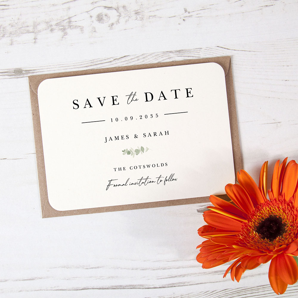 'Classic Eucalyptus CE11' Save the Date Sample