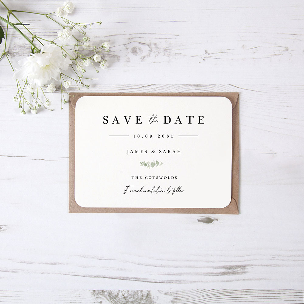 'Classic Eucalyptus CE11' Save the Date Sample
