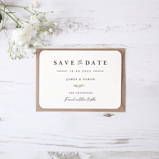 'Classic Eucalyptus CE11' Save the Date Sample