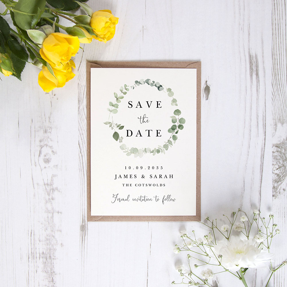 'Classic Eucalyptus CE15' Save the Date Sample