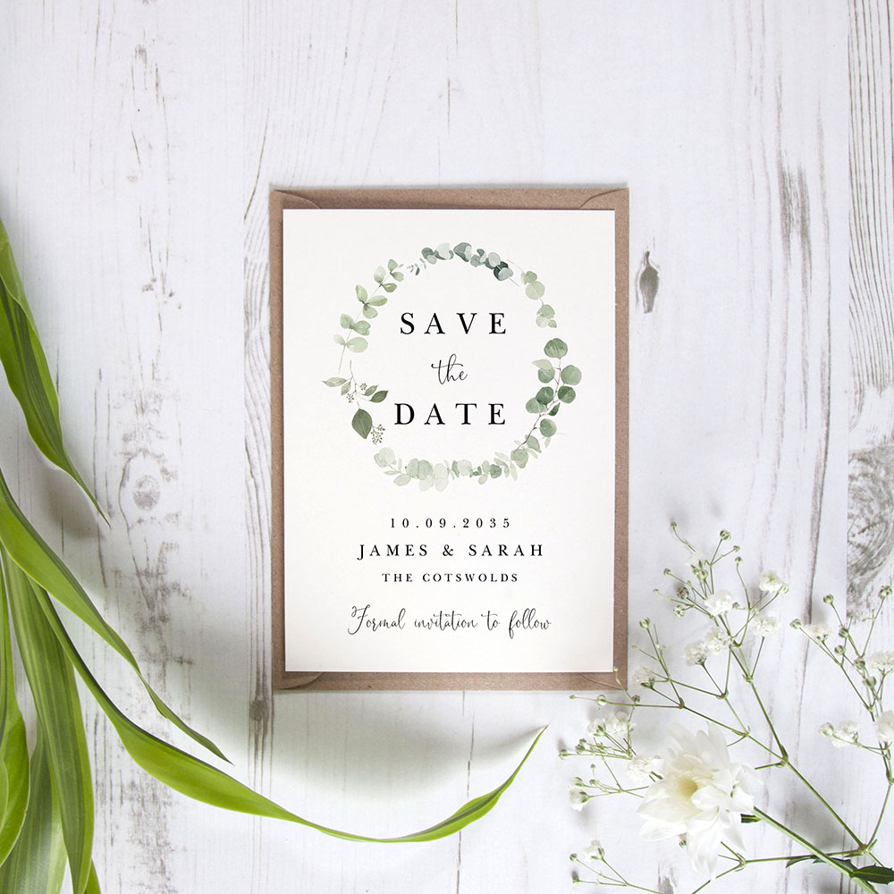 'Classic Eucalyptus CE15' Save the Date Sample