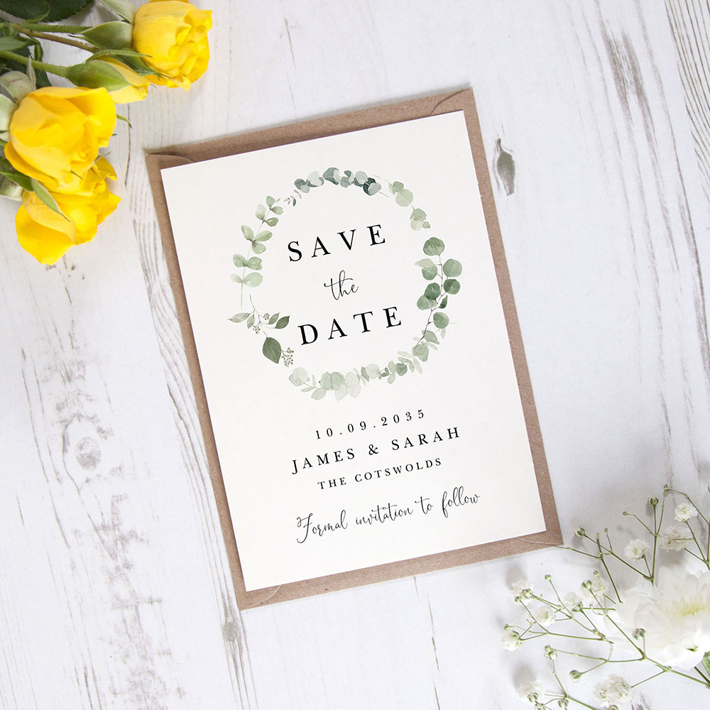 'Classic Eucalyptus CE15' Save the Date Sample