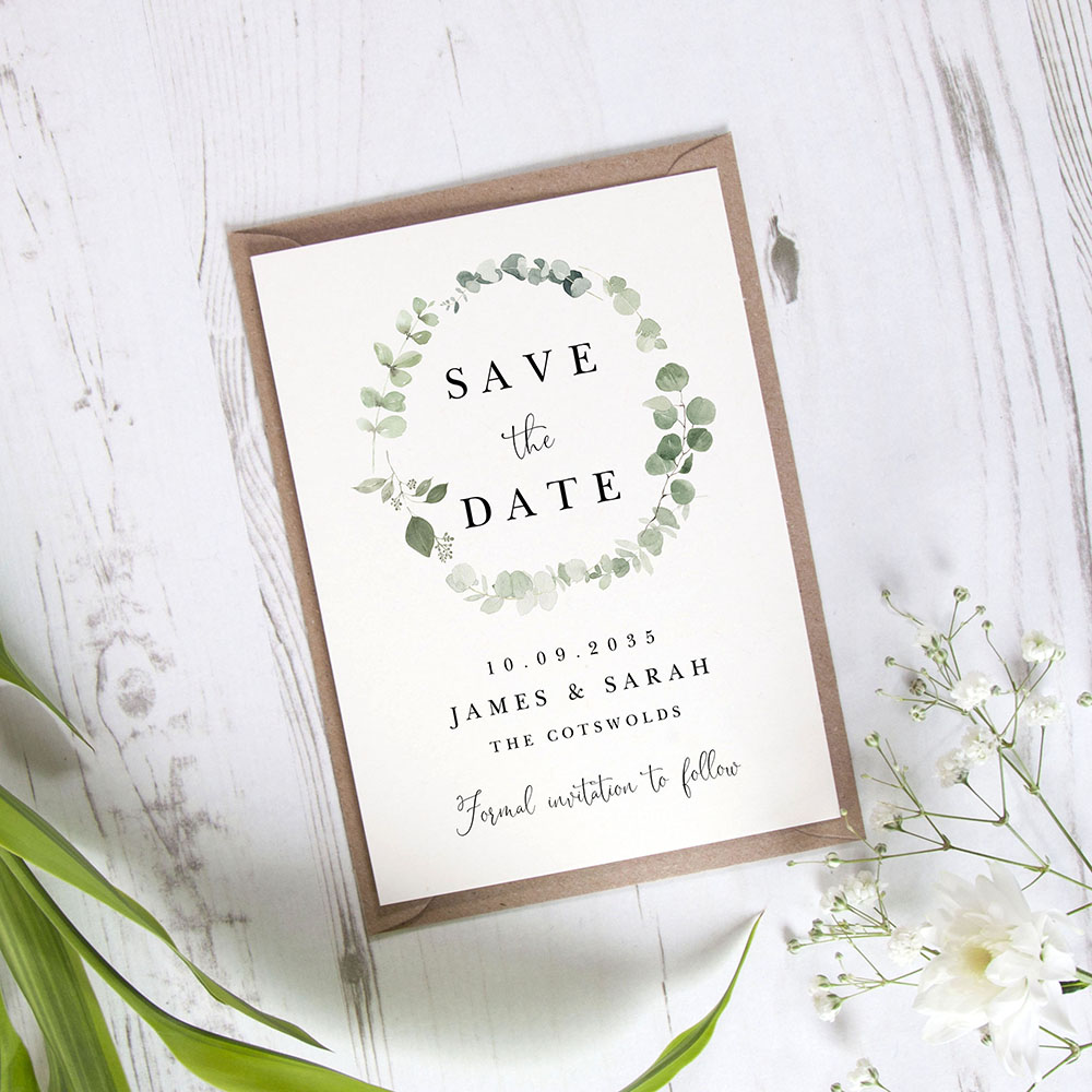'Classic Eucalyptus CE15' Save the Date Sample