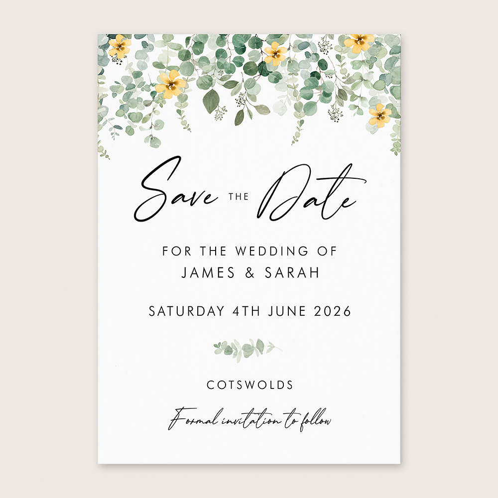 'Yellow Eucalyptus CE17' Save the Date