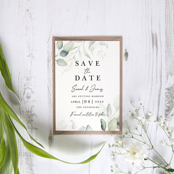 'Dreamy Eucalyptus DE10' Save the Date Sample