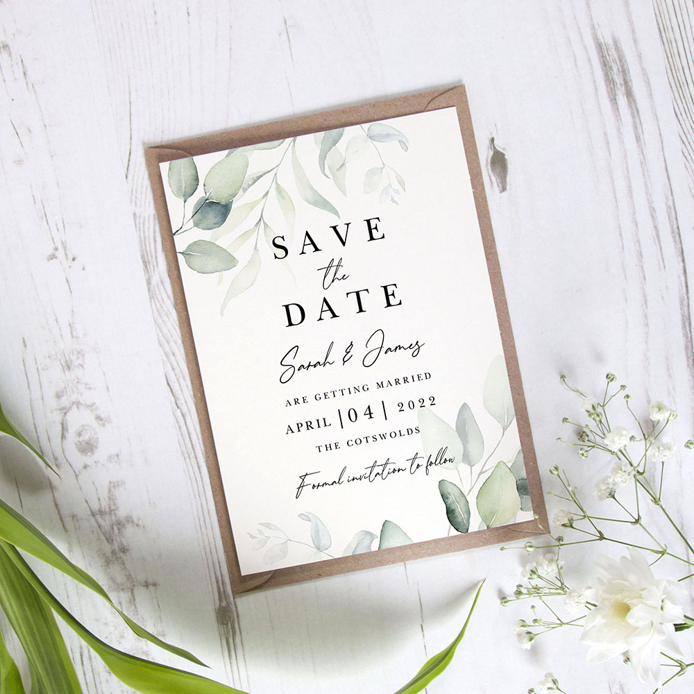 'Dreamy Eucalyptus DE10' Save the Date Sample