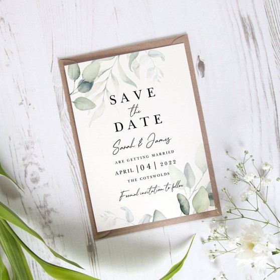'Dreamy Eucalyptus DE10' Save the Date Sample
