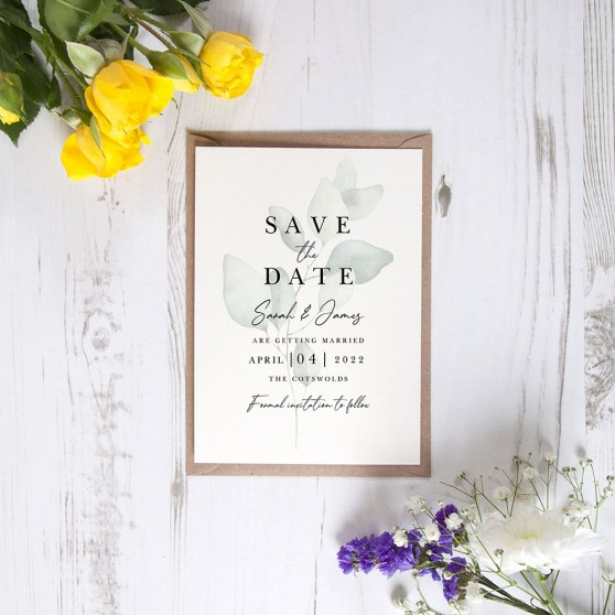 'Dreamy Eucalyptus DE11' Save the Date Sample