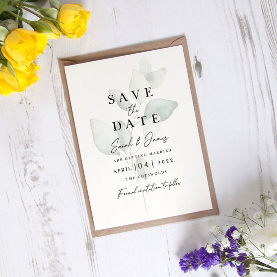 'Dreamy Eucalyptus DE11' Save the Date Sample