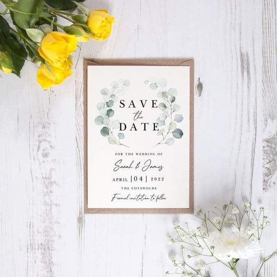 'Dreamy Eucalyptus DE12' Save the Date Sample