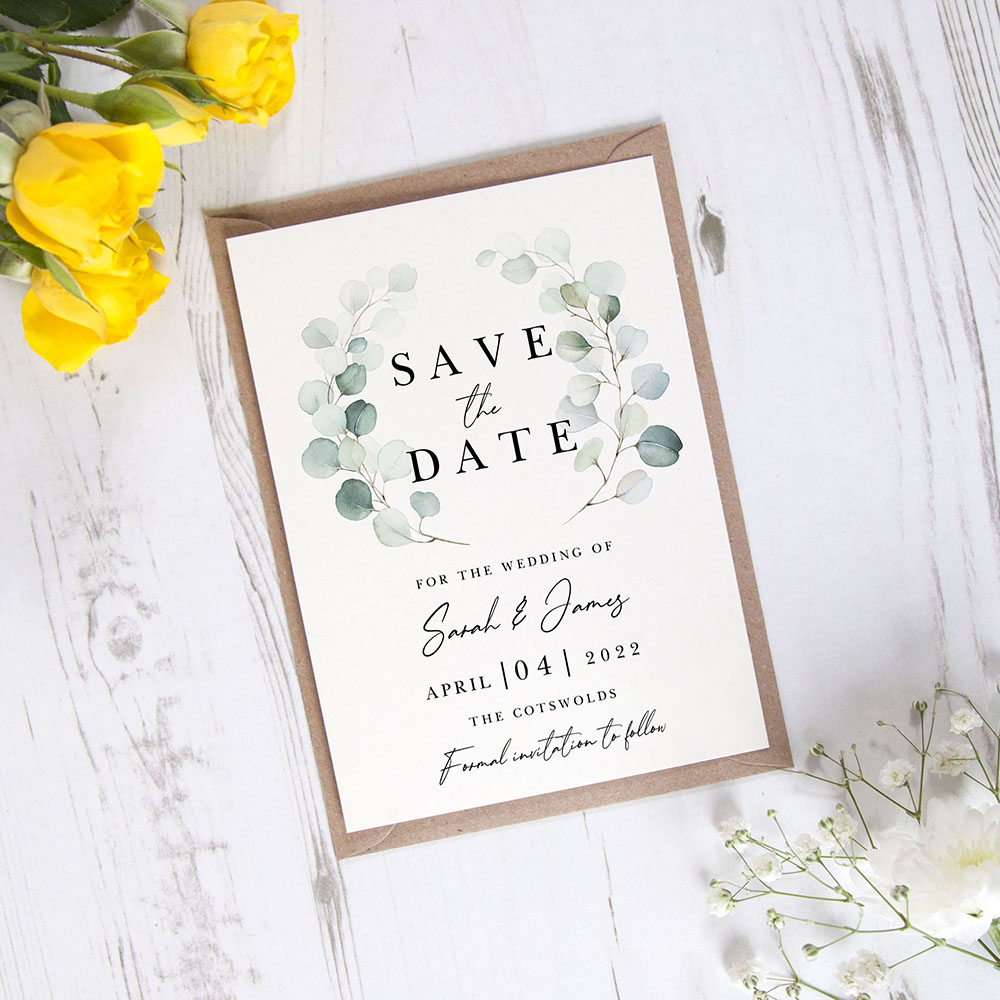 'Dreamy Eucalyptus DE12' Save the Date Sample