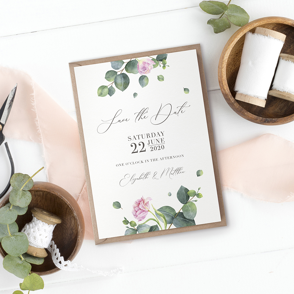 'Eucalyptus Blush' Save the Date