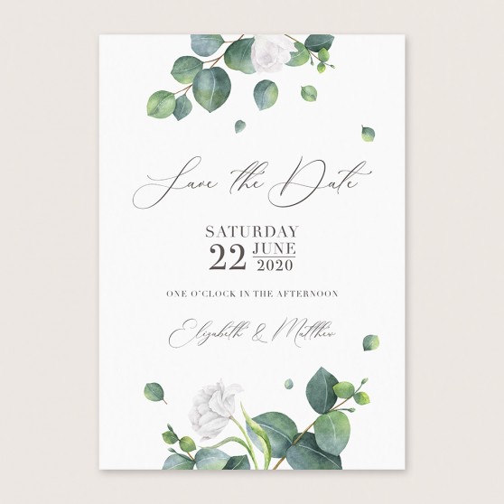 'Eucalyptus White' Save the Date