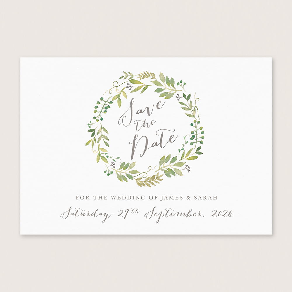 'Green Floral Watercolour' Save the Date