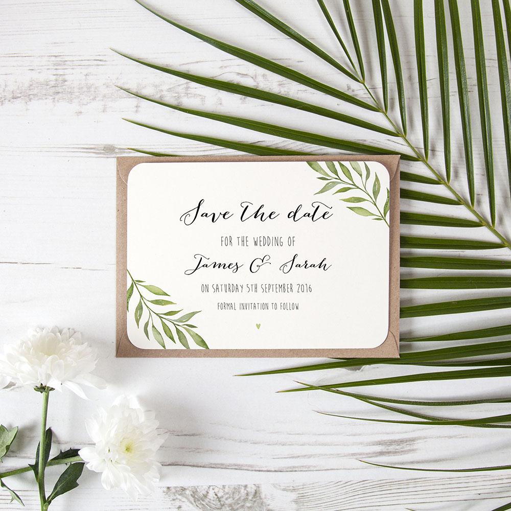 'Green Leaf' Save the Date Sample