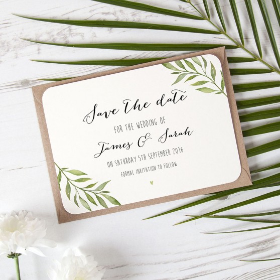 'Green Leaf' Save the Date Sample