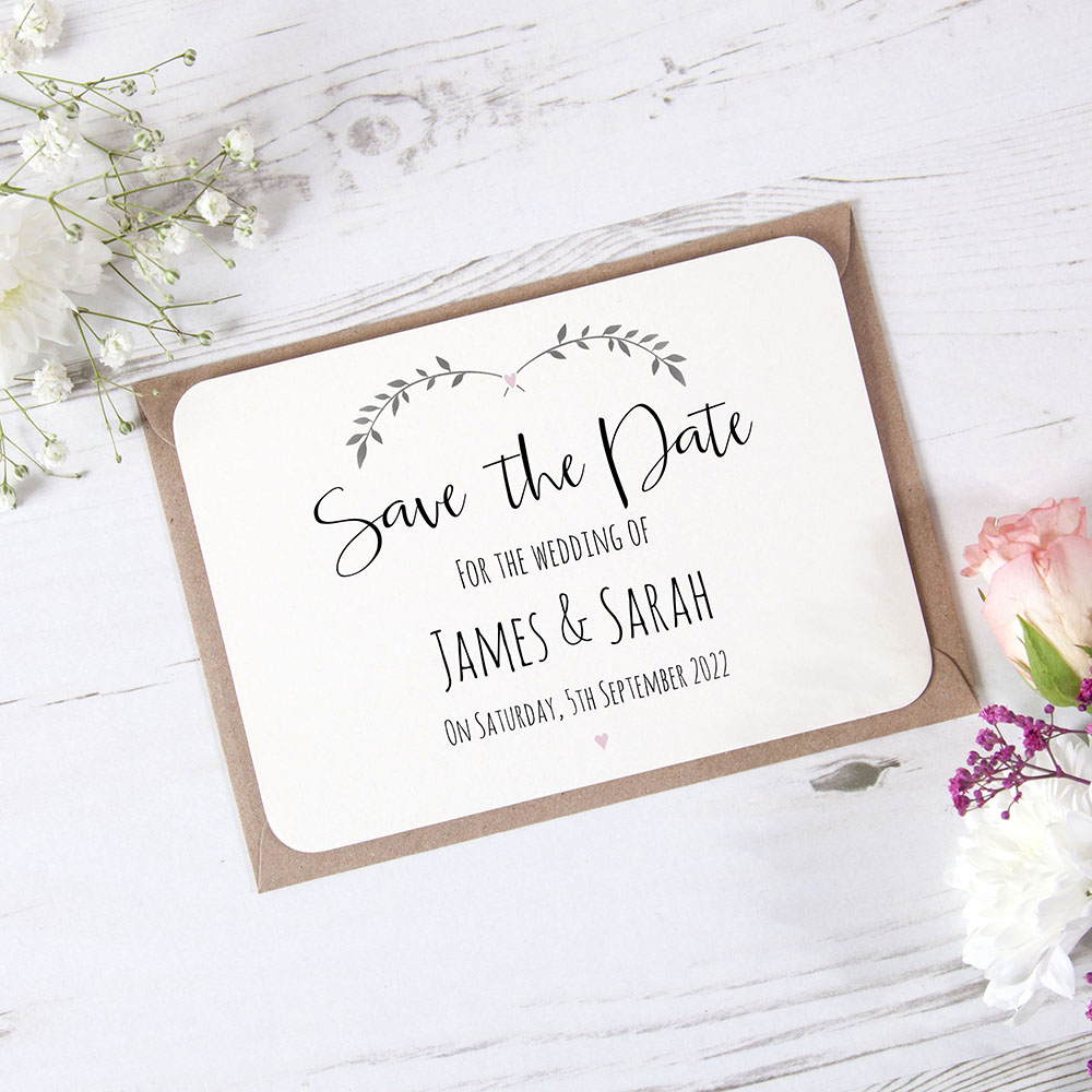 'Pink Ivy Design' Save the Date Sample