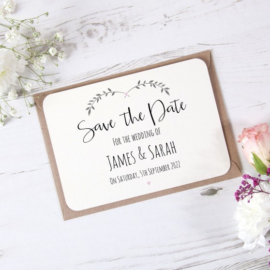 'Pink Ivy Design' Save the Date Sample