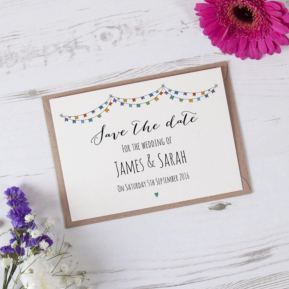 'Multi Flag Bunting' Save the Date