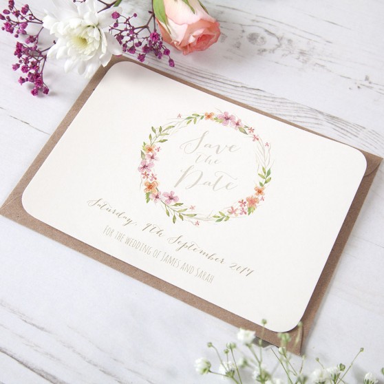 'Multi Floral Watercolour' Save the Date Sample