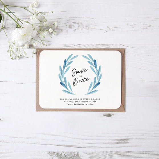 'Olive Blue' Save the Date Sample