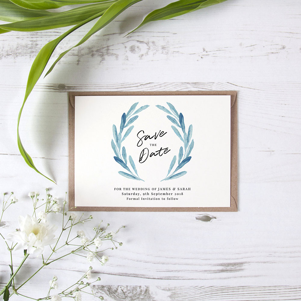 'Olive Blue' Save the Date Sample