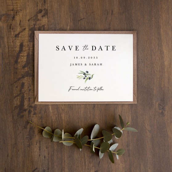'Olive Leaves OL100' Save the Date Sample