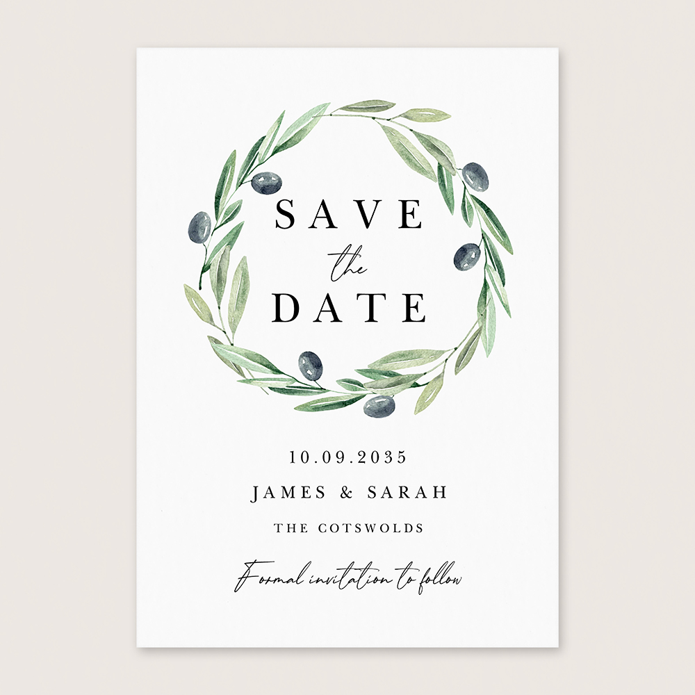 'Olive Leaves OL102' Save the Date