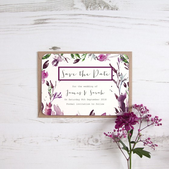 'Pink Iris' Save the Date Sample