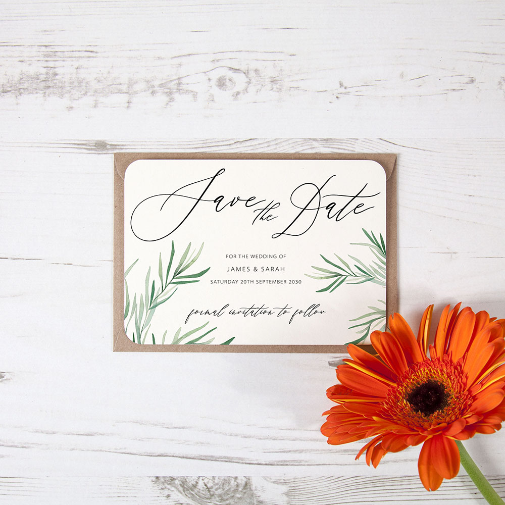 'Willow Eucalyptus' Save the Date Sample