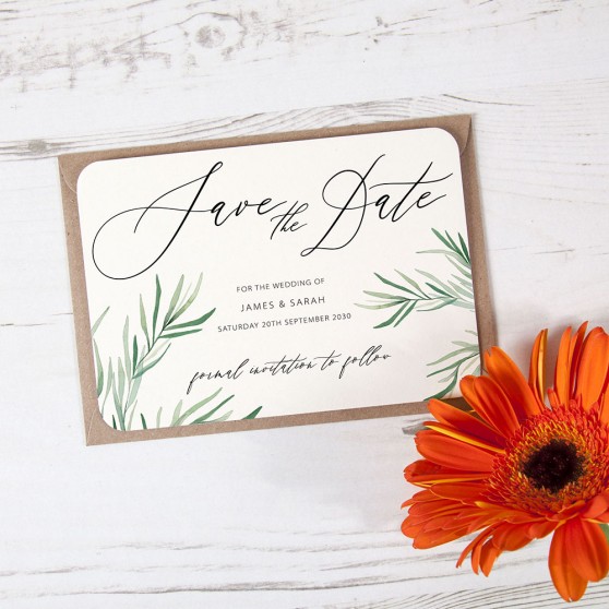 'Willow Eucalyptus' Save the Date Sample