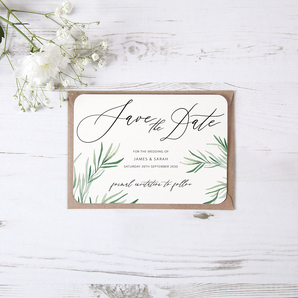 'Willow Eucalyptus' Save the Date Sample